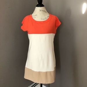 Colorblock shift dress with zipper detail